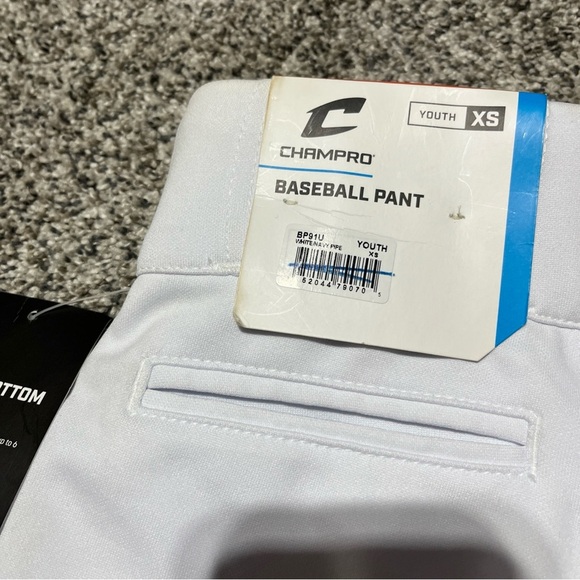 Champro Open Bottom Loose Fit Youth XS Baseball Pants White & Navy Stripe Note!! - Picture 13 of 13